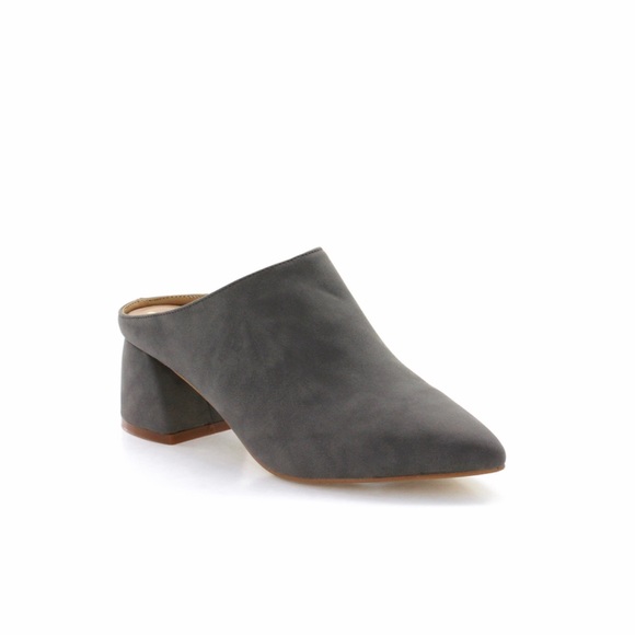 Faux Suede Mule w Block Heel - Picture 2 of 5